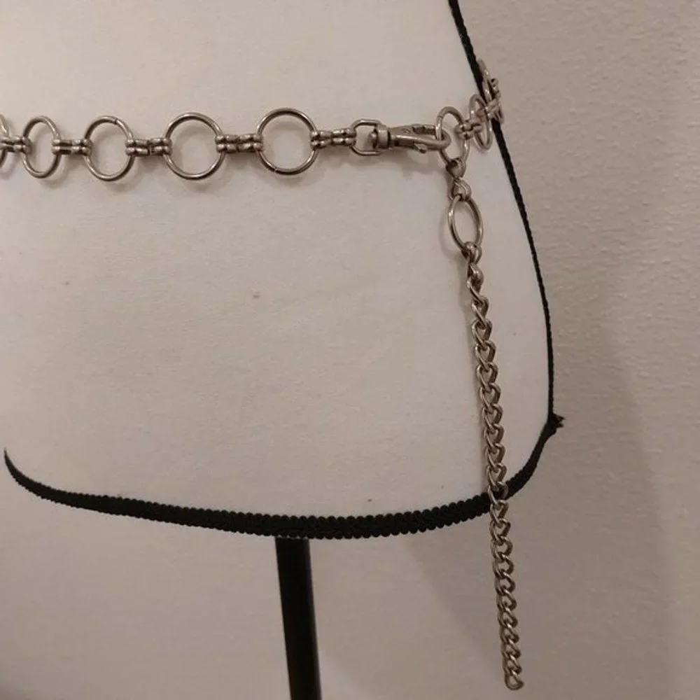 Silver Tone Metal Jump Rings Link Belt with Lanyard Style Clasp - Picture 2 of 8